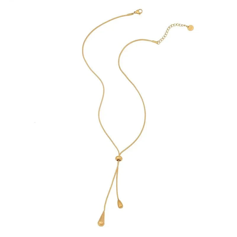 Ismara - Adjustable Pull Droplet Necklace &amp; Earrings