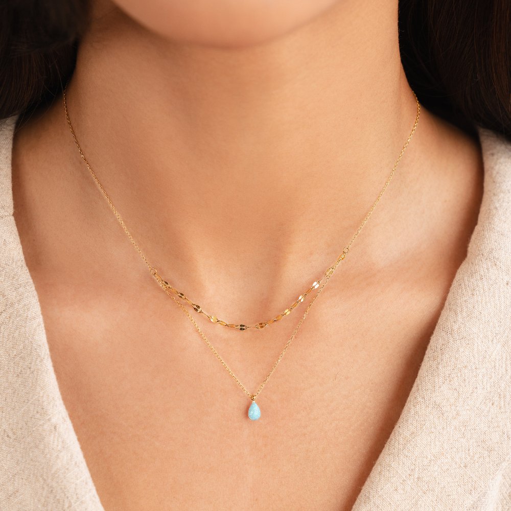 Theresa - Opal Teardrop Layered Necklace