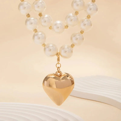 Isla - Pearl Layered Heart Necklace