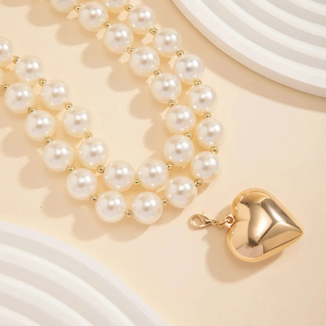 Isla - Pearl Layered Heart Necklace