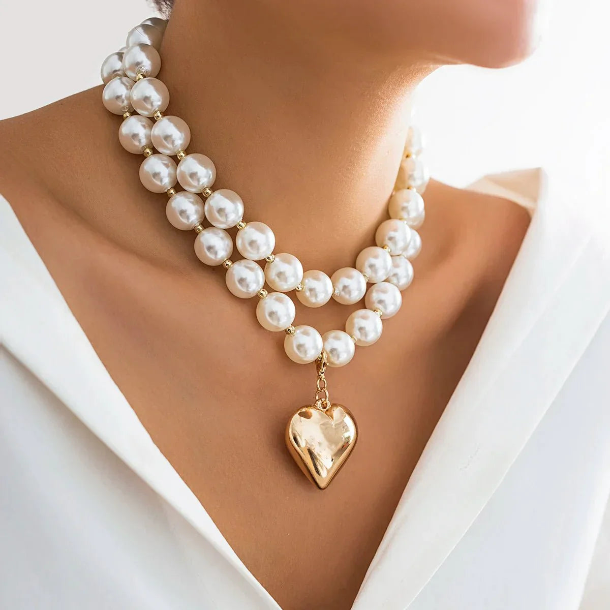 Isla - Pearl Layered Heart Necklace