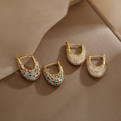 Stella - Chunky Glittering Diamond Hoop Earrings Colorful