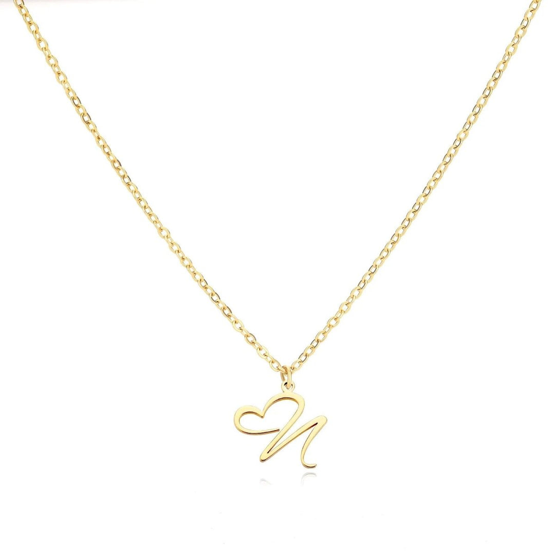 Saphira - Dainty Heart Letter Initial Necklace