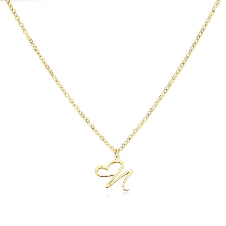 Saphira - Dainty Heart Letter Initial Necklace
