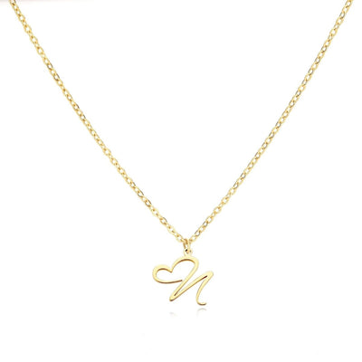 Saphira - Dainty Heart Letter Initial Necklace