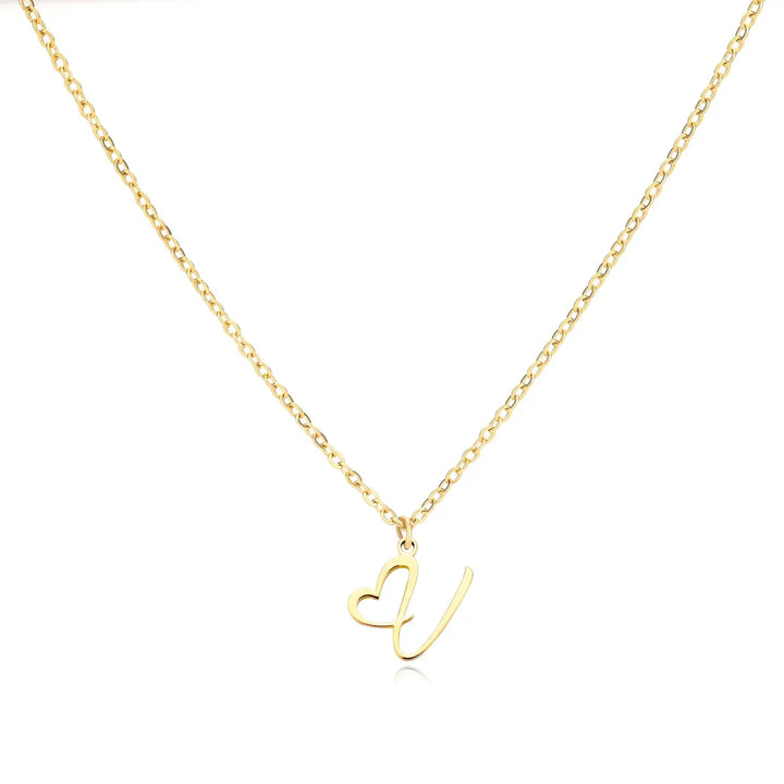Saphira - Dainty Heart Letter Initial Necklace