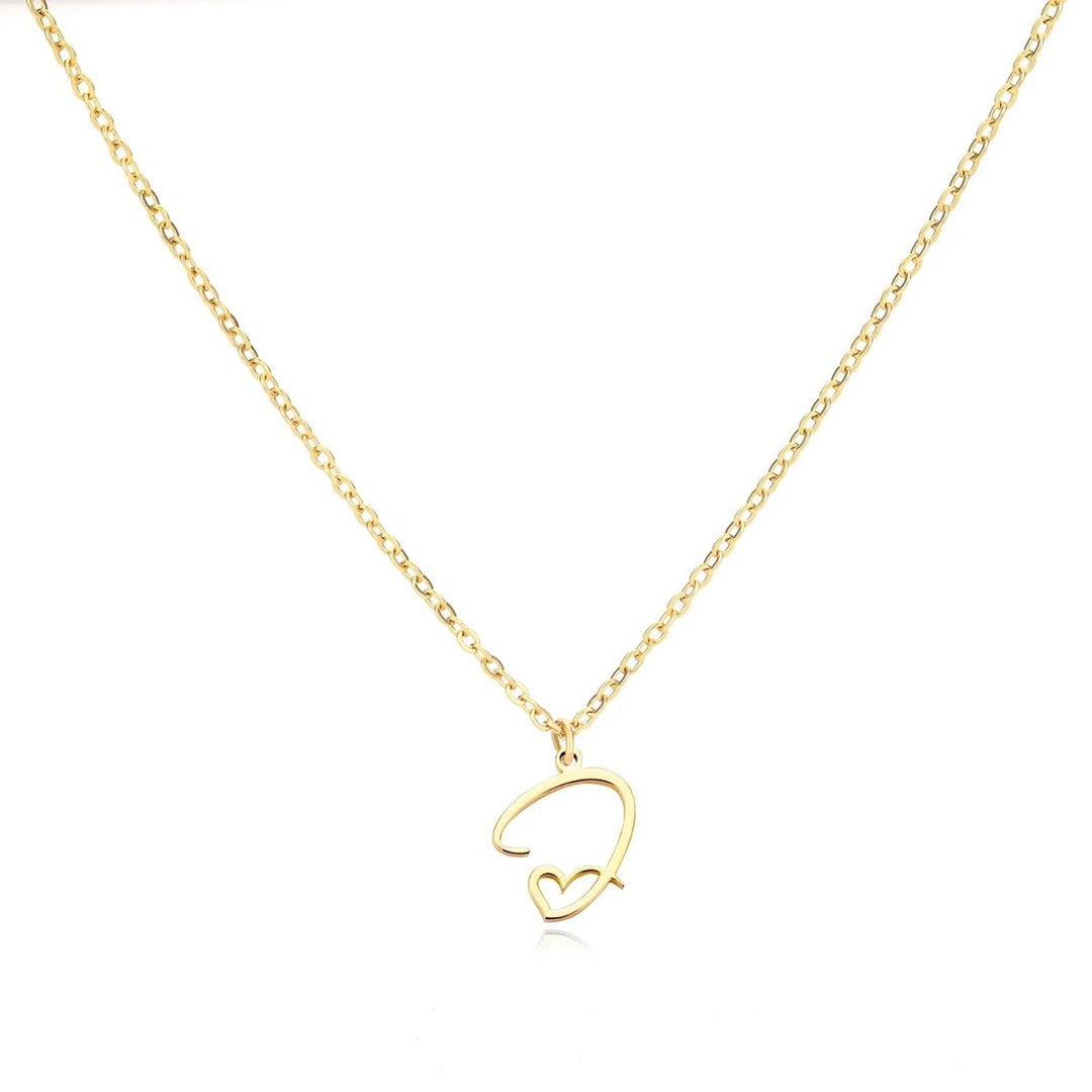 Saphira - Dainty Heart Letter Initial Necklace