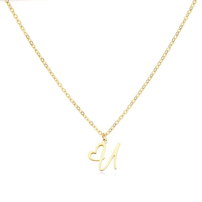 Saphira - Dainty Heart Letter Initial Necklace