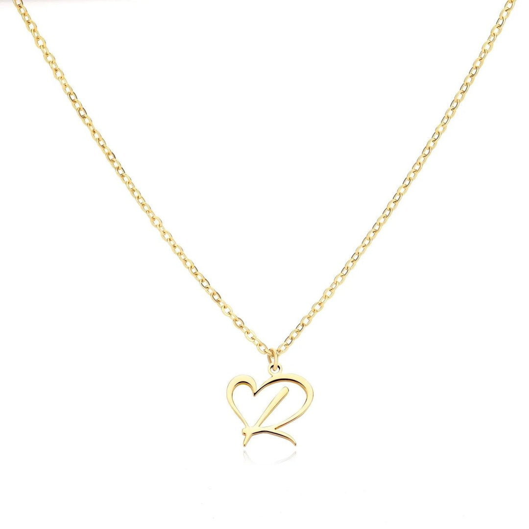 Saphira - Dainty Heart Letter Initial Necklace