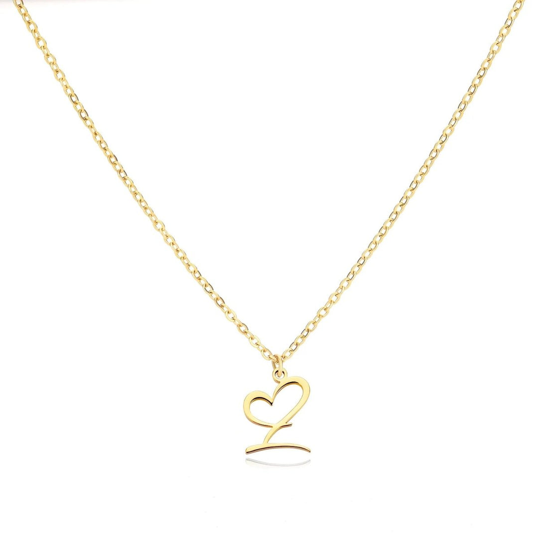 Saphira - Dainty Heart Letter Initial Necklace