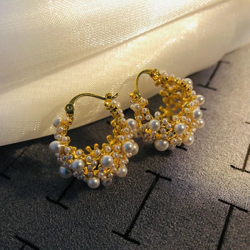 Luna - Dainty Pearl Hoop Earrings
