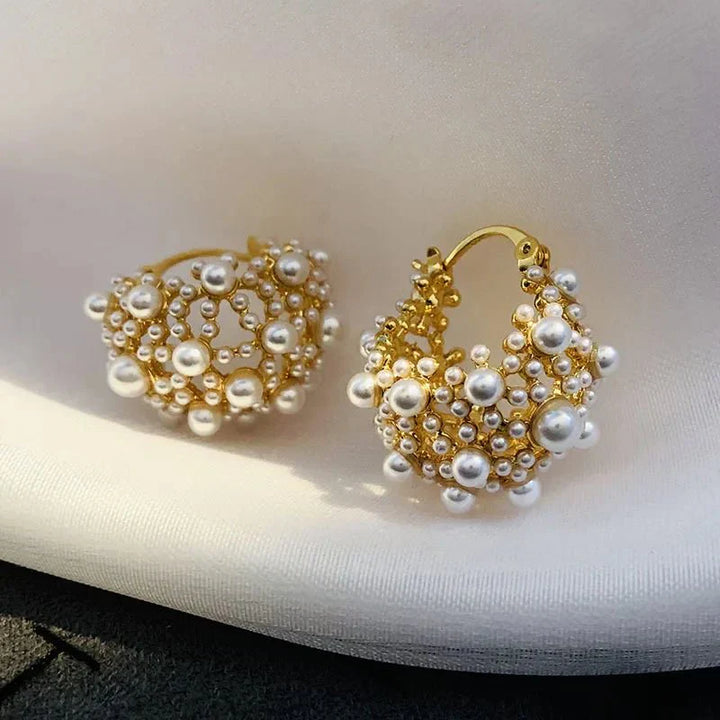 Luna - Dainty Pearl Hoop Earrings
