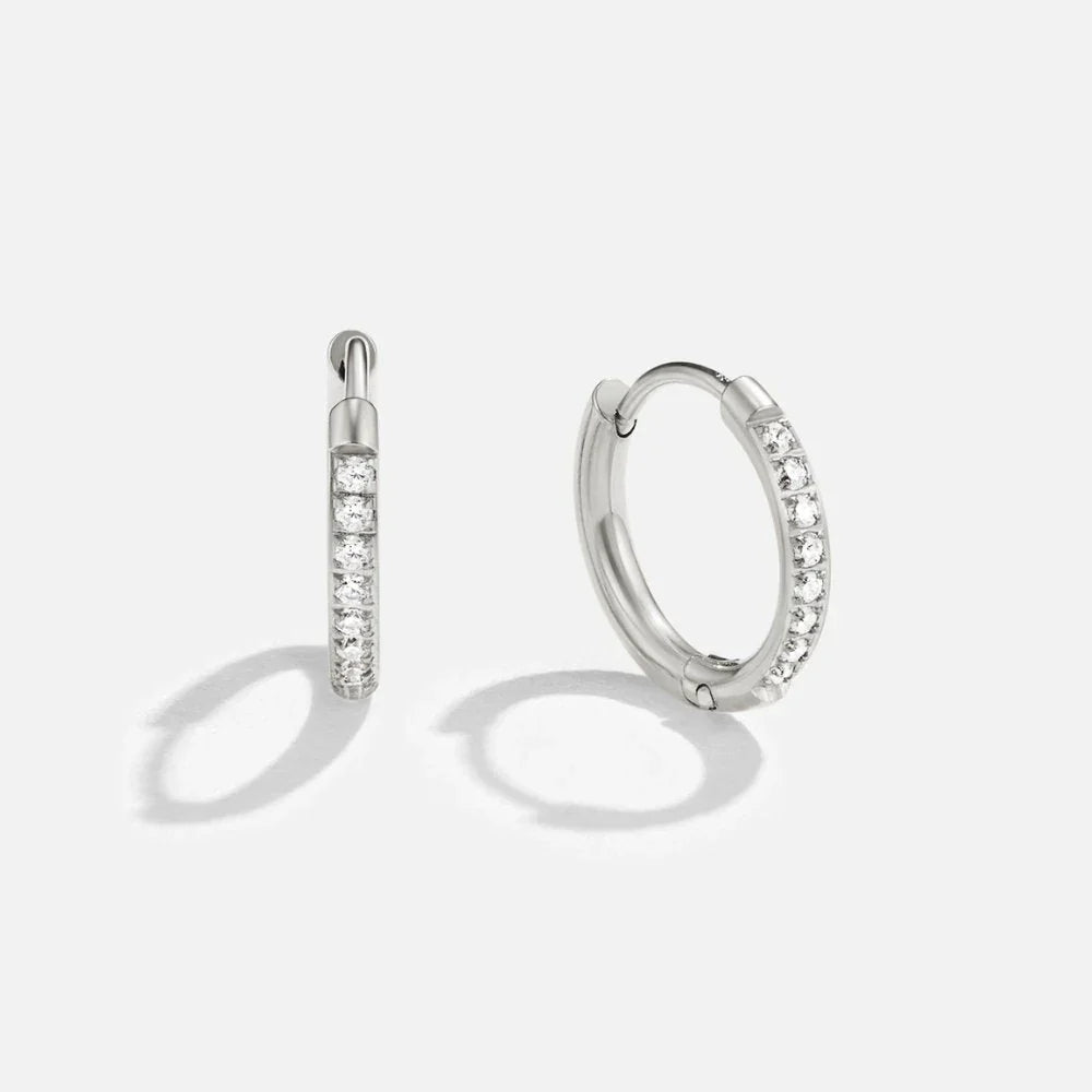 Kaitlyn - Eternity Hoop Earrings Silver