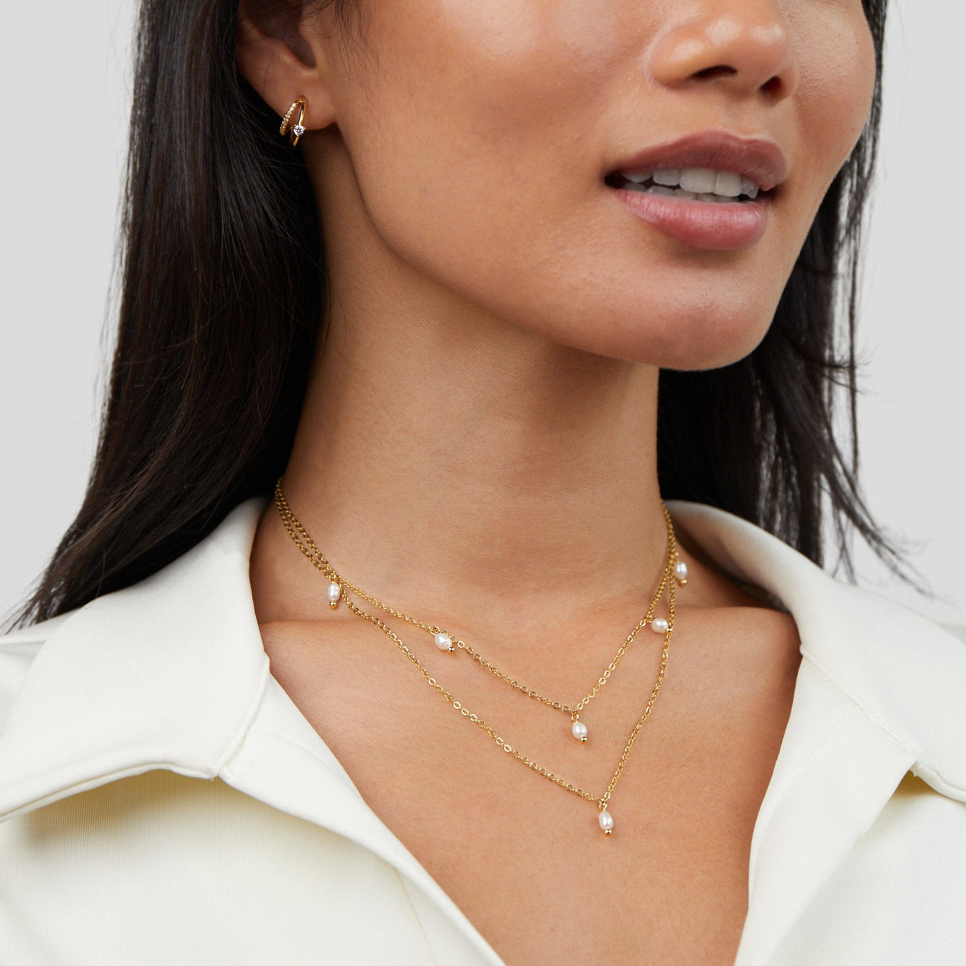 Kayla - Pearl Drop Layered Necklace
