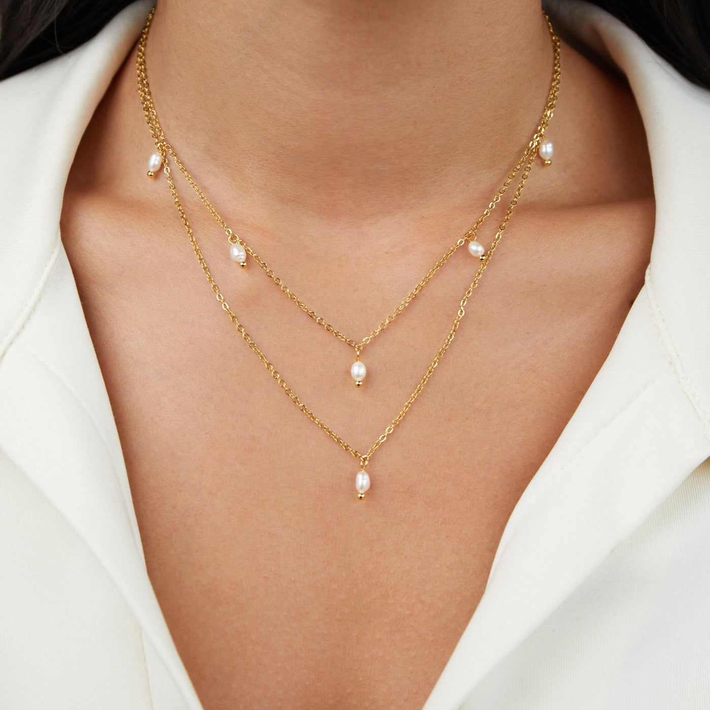 Kayla - Pearl Drop Layered Necklace
