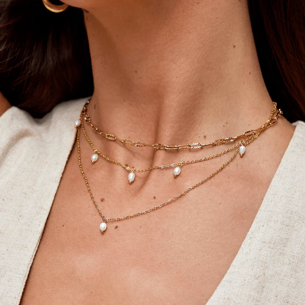 Kayla - Pearl Drop Layered Necklace