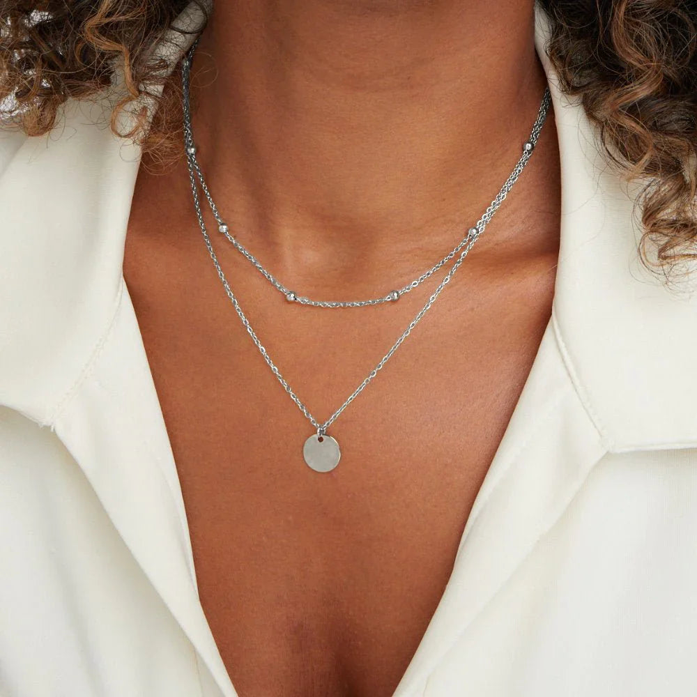 Lily - Layered Disc Necklace Silver