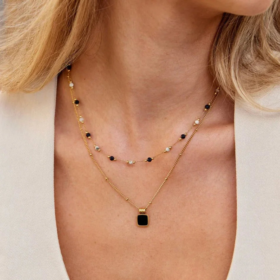 Lucia - Black Pendant Charm Necklace