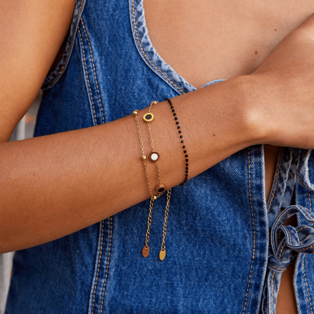 Sophia - Onyx &amp; White Stone Bracelet