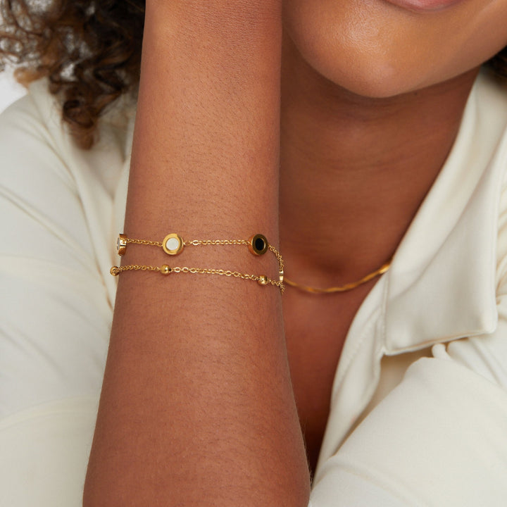 Sophia - Onyx &amp; White Stone Bracelet